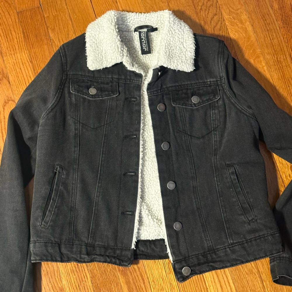 Vintage Jou Jou Black Denim Jacket with White Lining